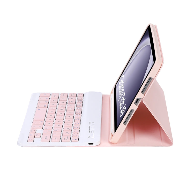 For Samsung Galaxy Tab A9 X110/X115 A221B Candy Color TPU Bluetooth Keyboard Leather Tablet Case with Pen Holder(Pink) - Samsung Keyboard by PMC TechLife | Online Shopping South Africa | PMC TechLife