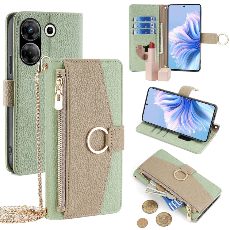 For Tecno Camon 20 Pro 5G Crossbody Litchi Texture Leather Phone Case(Green) - Tecno Cases by PMC TechLife | Online Shopping South Africa | PMC TechLife | Buy Now Pay Later Mobicred