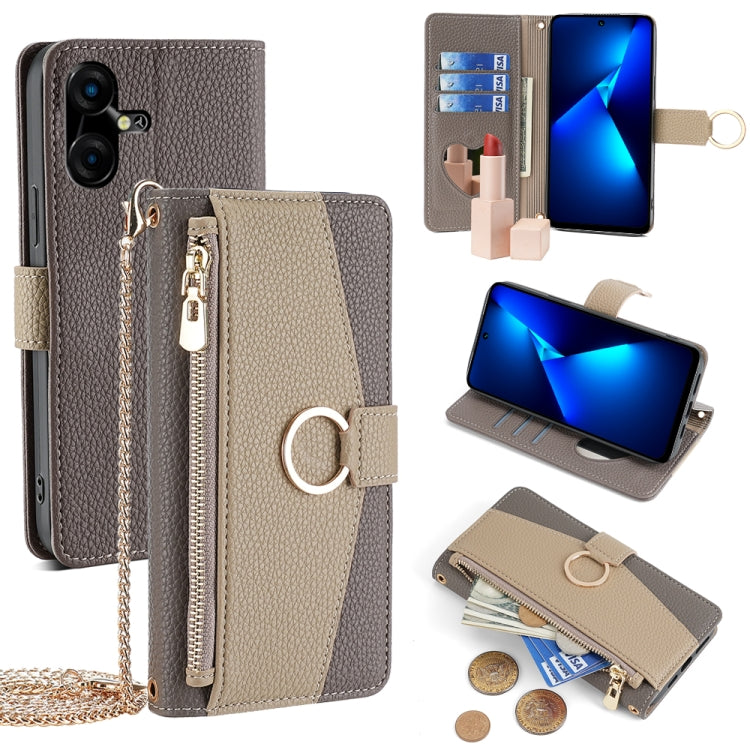 For Tecno Pova Neo 3 Crossbody Litchi Texture Leather Phone Case(Grey) - Tecno Cases by PMC TechLife | Online Shopping South Africa | PMC TechLife | Buy Now Pay Later Mobicred