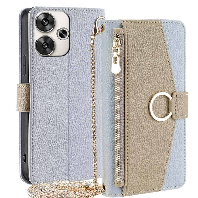 For Xiaomi Redmi Turbo 3 5G Crossbody Litchi Texture Leather Phone Case(Blue) - Xiaomi Cases by PMC TechLife | Online Shopping South Africa | PMC TechLife | Buy Now Pay Later Mobicred