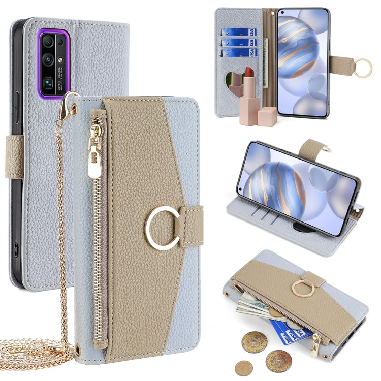 For Honor 30 Crossbody Litchi Texture Leather Phone Case(Blue) - Honor Cases by PMC TechLife | Online Shopping South Africa | PMC TechLife | Buy Now Pay Later Mobicred