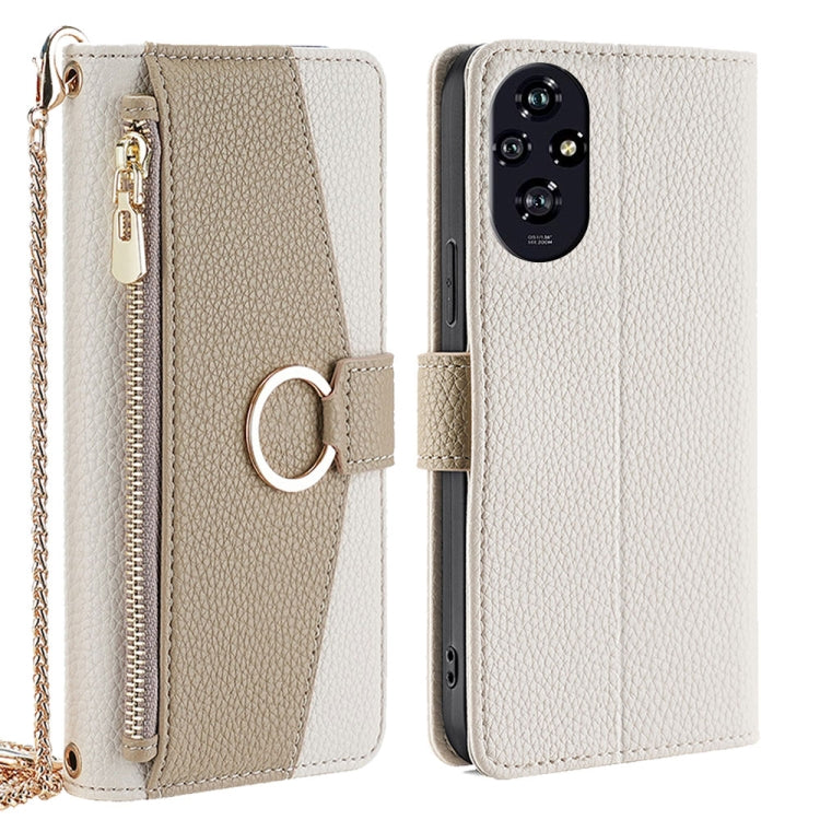 For Honor 200 5G Crossbody Litchi Texture Leather Phone Case(White) - Honor Cases by PMC TechLife | Online Shopping South Africa | PMC TechLife | Buy Now Pay Later Mobicred