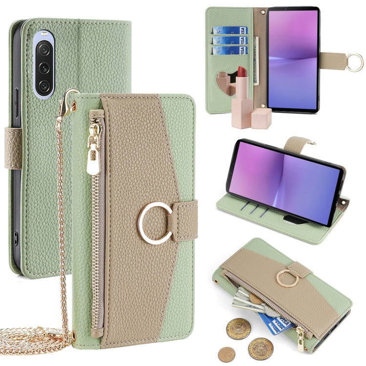 For Sony Xperia 10 V Crossbody Litchi Texture Leather Phone Case(Green) - Sony Cases by PMC TechLife | Online Shopping South Africa | PMC TechLife | Buy Now Pay Later Mobicred