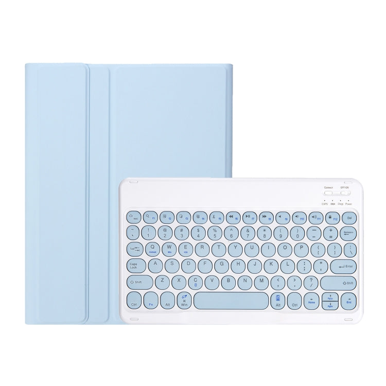 For Samsung Galaxy Tab A9+ X210/X215/X215 YA09B Candy Color TPU Round Keycap Bluetooth Keyboard Leather Case with Pen Slot(Ice Blue) - Samsung Keyboard by PMC TechLife | Online Shopping South Africa | PMC TechLife