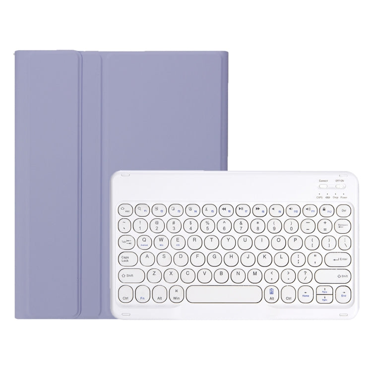 For Samsung Galaxy Tab A9+ X210/X215/X215 YA09B Candy Color TPU Round Keycap Bluetooth Keyboard Leather Case with Pen Slot(Purple) - Samsung Keyboard by PMC TechLife | Online Shopping South Africa | PMC TechLife