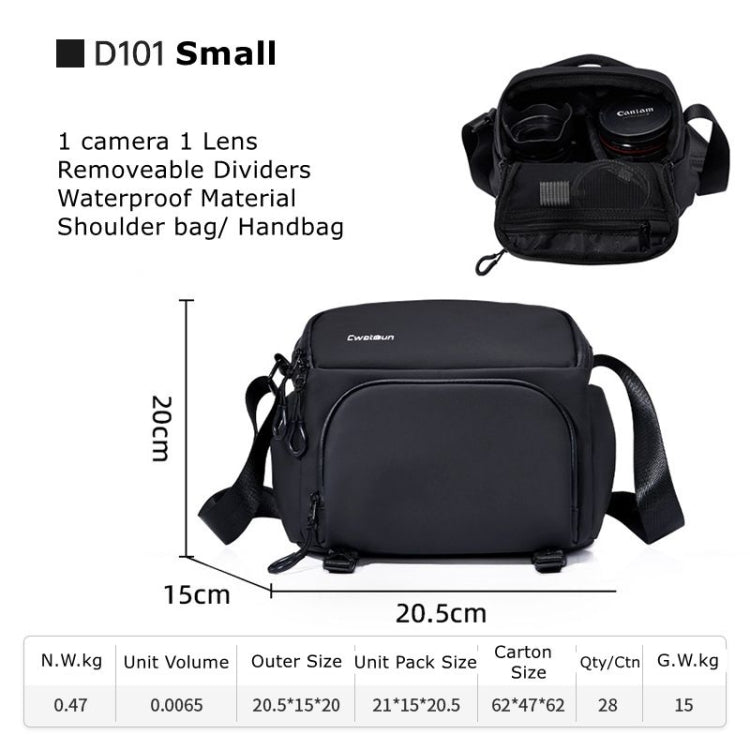 Cwatcun D101 Crossbody Camera Bag Photography Lens Shoulder Bag, Size:20 x 20.5 x 15cm(Black) - Strap Satchel by Cwatcun | Online Shopping South Africa | PMC TechLife | Buy Now Pay Later Mobicred