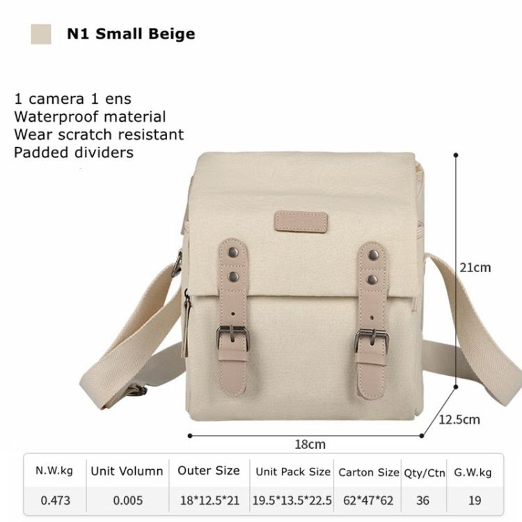 Cwatcun N1 Retro Multifunctional Canvas Waterproof Digital Camera Photography Bag, Size:18 x 12.5 x 21cm Beige - free shipping - PMC TechLife - Order now!