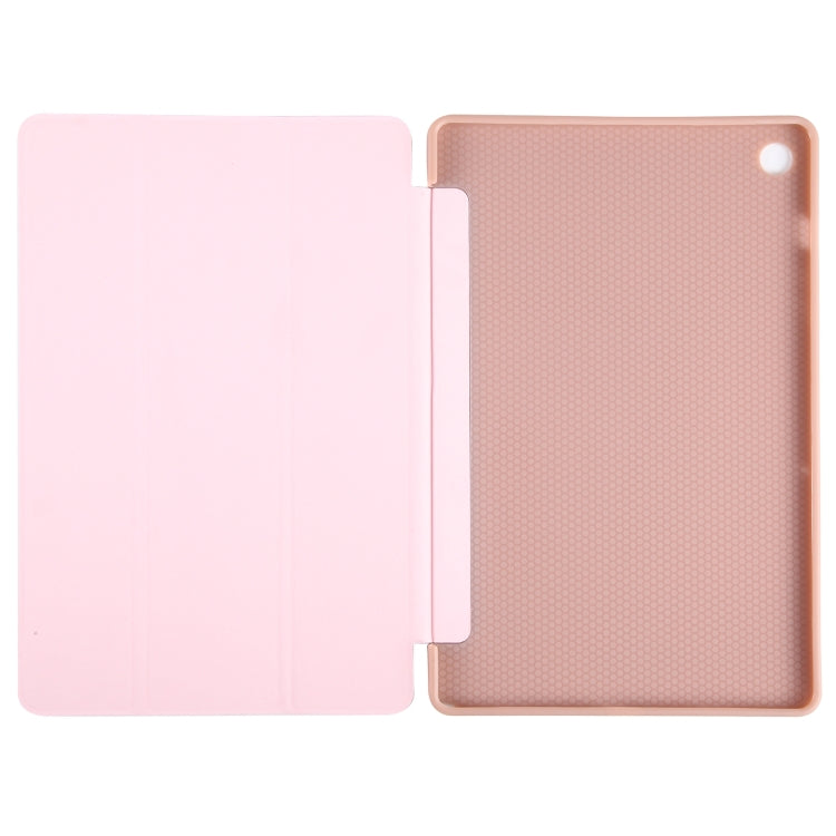 For Samsung Galaxy Tab A9+ Tri-fold Holder Flip Horizontal Flip TPU Leather Tablet Case(Rose Gold) - Galaxy Tab A9+ by PMC TechLife | Online Shopping South Africa | PMC TechLife