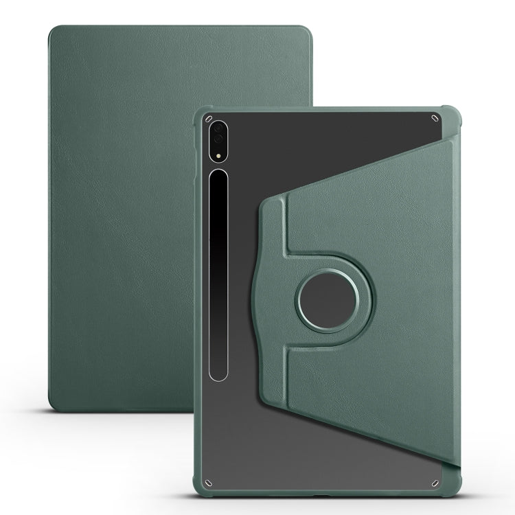 For Samsung Galaxy Tab S10+ / S9+ Acrylic 360 Degree Rotation Holder Tablet Leather Case(Dark Green) - free shipping - PMC Jewellery - Order now!
