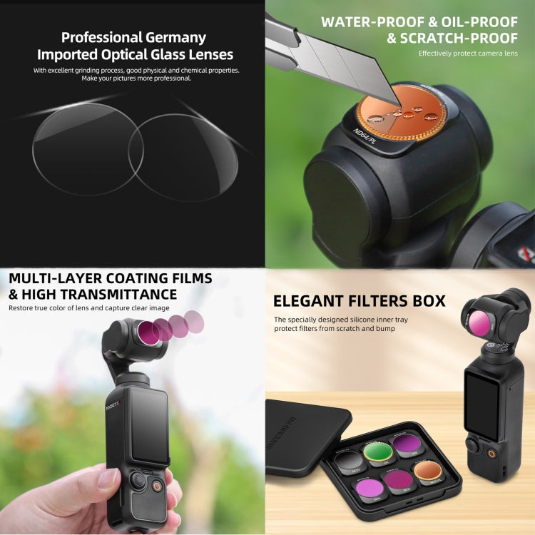 For DJI OSMO Pocket 3 Sunnylife Camera Lens Magnetic Metal Filter, Filter:4 in 1 ND8/16/32/64PL - free shipping - PMC TechLife - Order now!