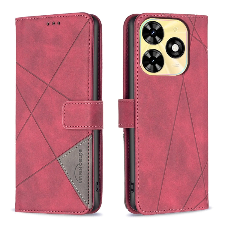 For Tecno Spark Go 2024 / 20C / POP 8 Magnetic Buckle Rhombus Texture Leather Phone Case(Red) - free shipping - PMC Jewellery - Order now!