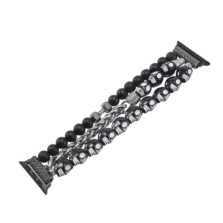 For Apple Watch Series 6 40mm Skull Beaded Watch Band(Black) - free shipping - PMC TechLife - Order now!