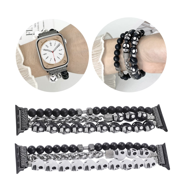 For Apple Watch Series 2 42mm Skull Beaded Watch Band(White) - free shipping - PMC TechLife - Order now!