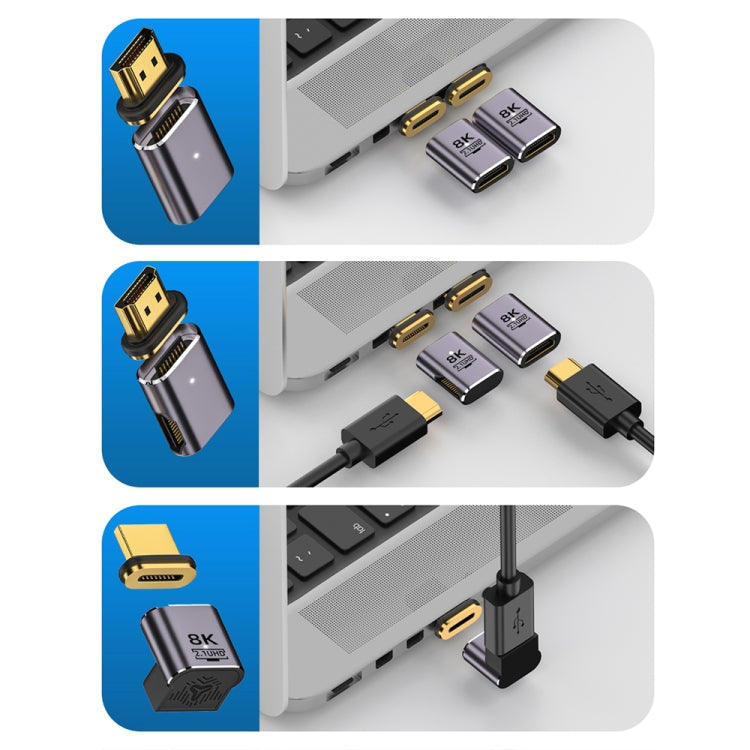 8K 60Hz HDTV to HDTV Magnetic Adapter, Male Straight Female Side Right Bend - Adapter by PMC Jewellery | Online Shopping South Africa | PMC Jewellery | Buy Now Pay Later Mobicred