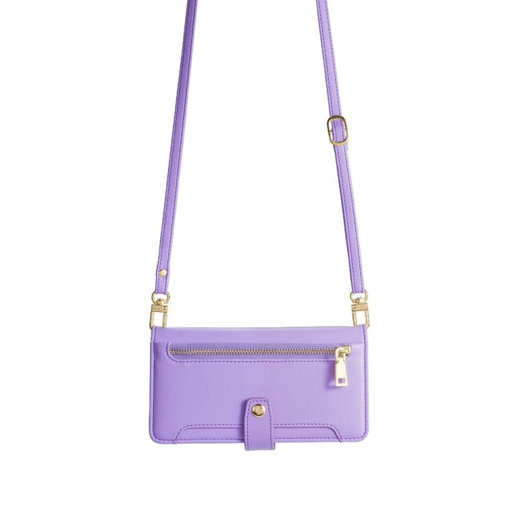 For Motorola Moto G14 4G Lite Sheep Texture Cross-body Zipper Wallet Leather Phone Case(Purple) - Motorola Cases by PMC TechLife | Online Shopping South Africa | PMC TechLife | Buy Now Pay Later Mobicred