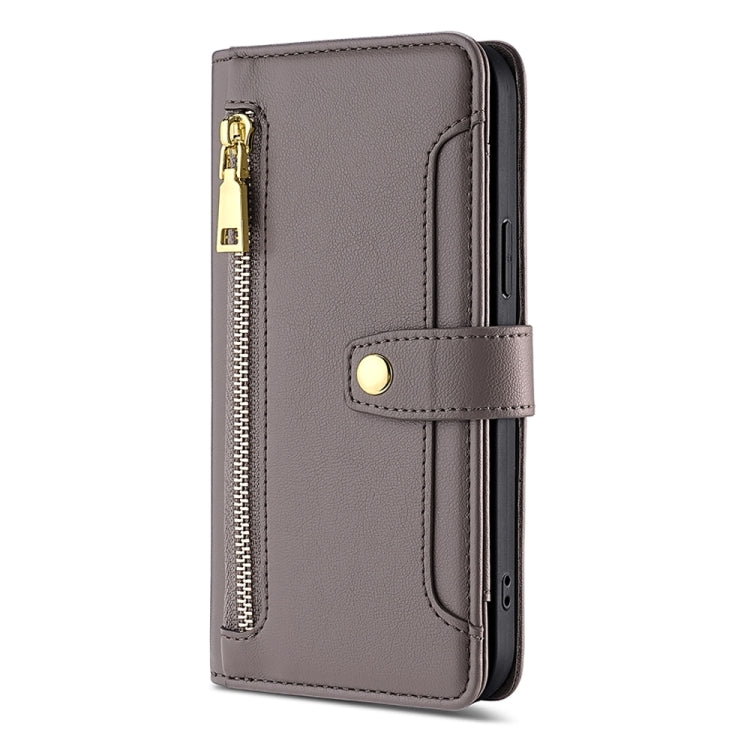 For Motorola Moto G Stylus 4G 2023 Lite Sheep Texture Cross-body Zipper Wallet Leather Phone Case(Grey) - free shipping - PMC TechLife - Order now!