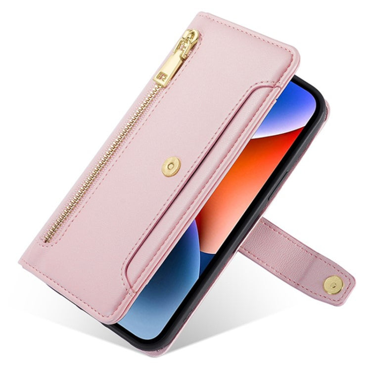 For Sony Xperia 1 VI Lite Sheep Texture Cross-body Zipper Wallet Leather Phone Case(Pink) - Sony Cases by PMC TechLife | Online Shopping South Africa | PMC TechLife | Buy Now Pay Later Mobicred