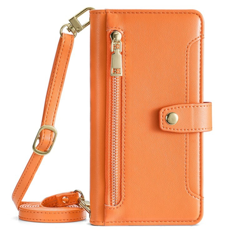 For Sony Xperia 10 VI Lite Sheep Texture Cross-body Zipper Wallet Leather Phone Case(Orange) - Sony Cases by PMC TechLife | Online Shopping South Africa | PMC TechLife | Buy Now Pay Later Mobicred