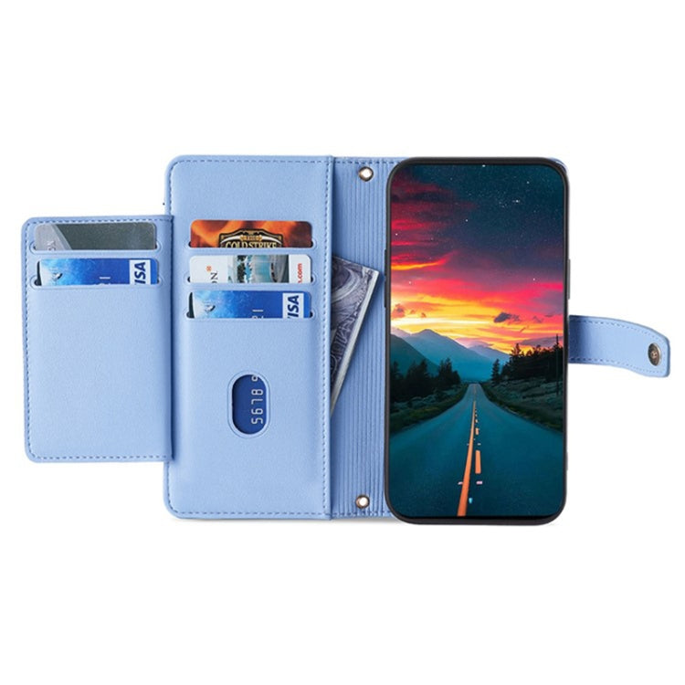 For Sony Xperia 10 VI Lite Sheep Texture Cross-body Zipper Wallet Leather Phone Case(Blue) - Sony Cases by PMC TechLife | Online Shopping South Africa | PMC TechLife | Buy Now Pay Later Mobicred