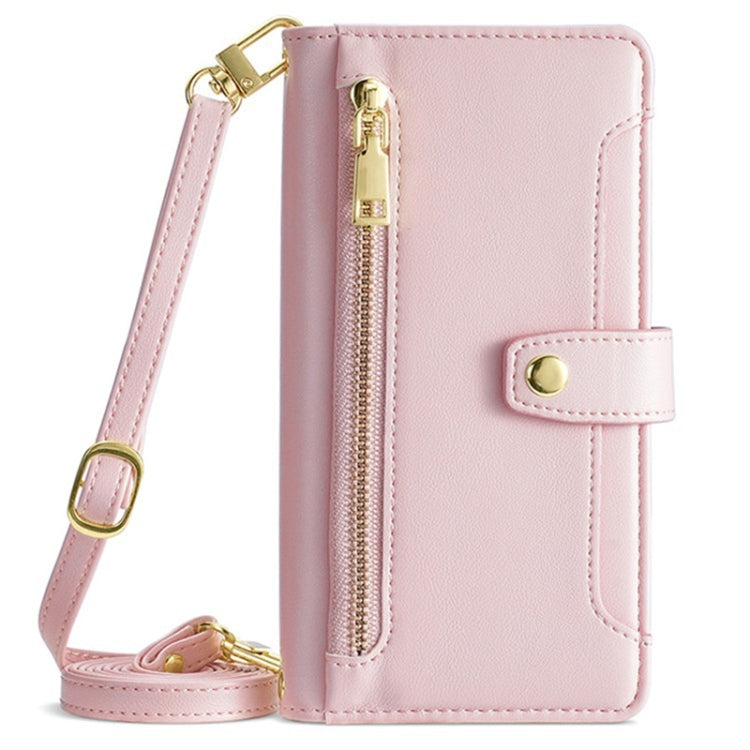 For Sony Xperia 10 VI Lite Sheep Texture Cross-body Zipper Wallet Leather Phone Case(Pink) - Sony Cases by PMC TechLife | Online Shopping South Africa | PMC TechLife | Buy Now Pay Later Mobicred