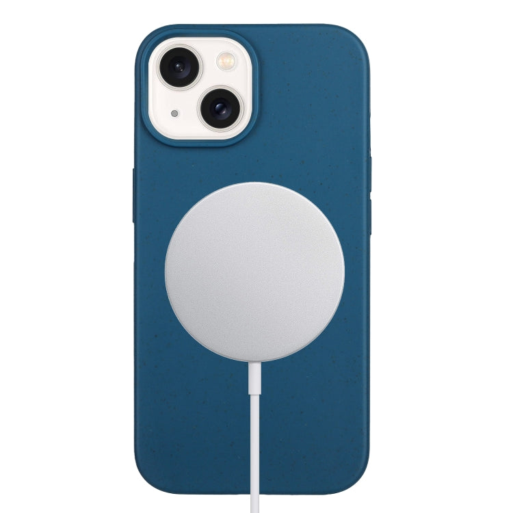 For iPhone 14 Plus Wheat MagSafe Magnetic Straw Material + TPU Phone Case(Blue) - iPhone 14 Plus Cases by PMC TechLife | Online Shopping South Africa | PMC TechLife
