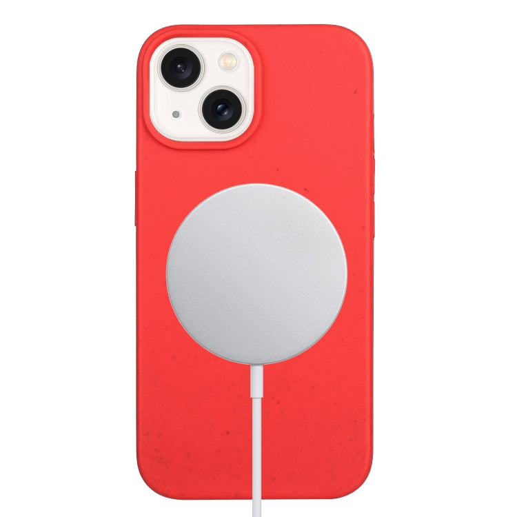 For iPhone 14 Wheat MagSafe Magnetic Straw Material + TPU Phone Case(Red) - iPhone 14 Cases by PMC TechLife | Online Shopping South Africa | PMC TechLife