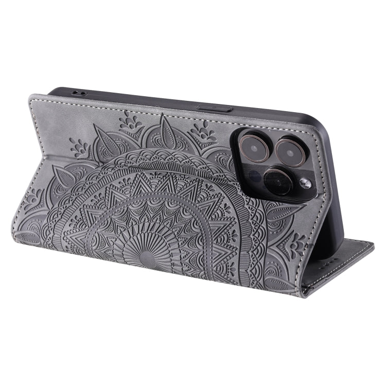 For iPhone 16 Pro Max Totem Embossed Magnetic Leather Phone Case(Grey) - free shipping - PMC TechLife - Order now!