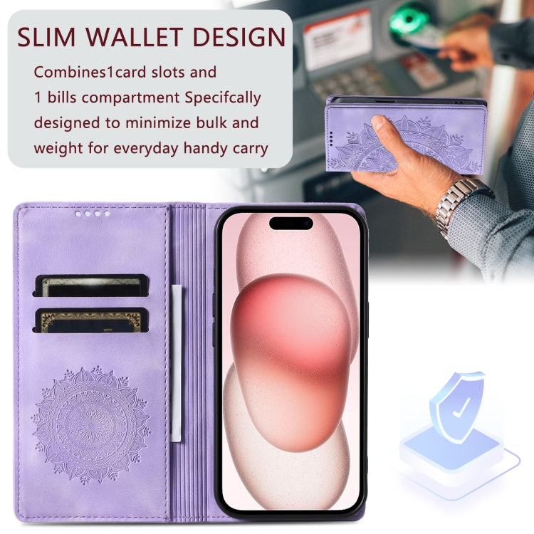 For iPhone 16 Pro Max Totem Embossed Magnetic Leather Phone Case(Purple) - iPhone 16 Pro Max Cases by PMC TechLife | Online Shopping South Africa | PMC TechLife | Buy Now Pay Later Mobicred