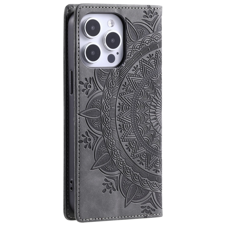 For iPhone 16 Pro Totem Embossed Magnetic Leather Phone Case(Grey) - free shipping - PMC TechLife - Order now!
