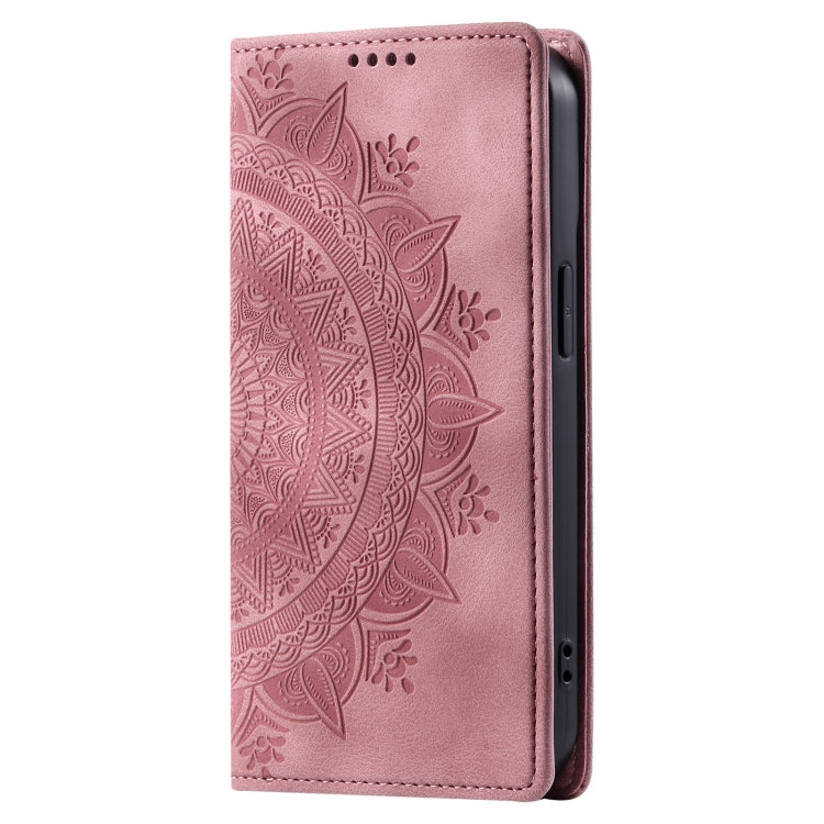 For iPhone 16 Pro Totem Embossed Magnetic Leather Phone Case(Rose Gold) - iPhone 16 Pro Cases by PMC TechLife | Online Shopping South Africa | PMC TechLife | Buy Now Pay Later Mobicred