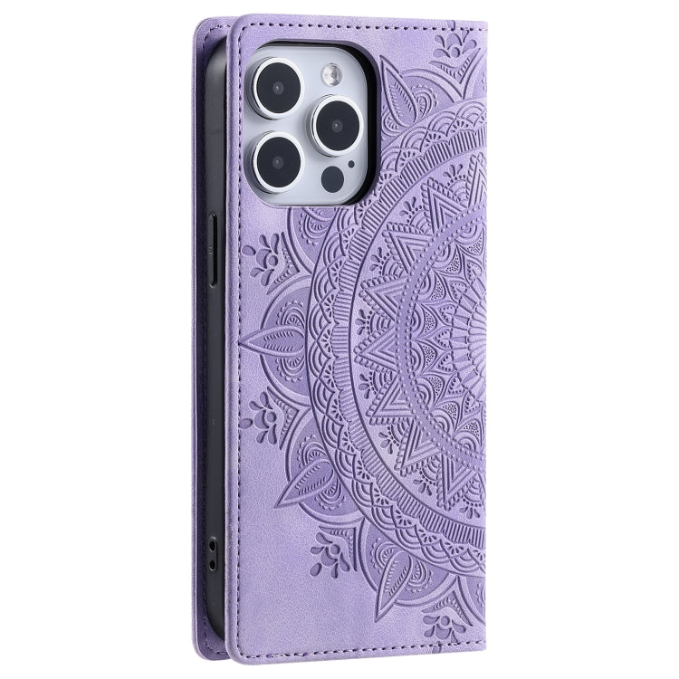 For iPhone 16 Pro Totem Embossed Magnetic Leather Phone Case(Purple) - free shipping - PMC TechLife - Order now!