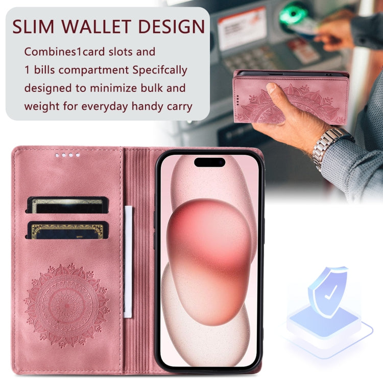 For iPhone 16 Plus Totem Embossed Magnetic Leather Phone Case(Rose Gold) - iPhone 16 Plus Cases by PMC TechLife | Online Shopping South Africa | PMC TechLife | Buy Now Pay Later Mobicred
