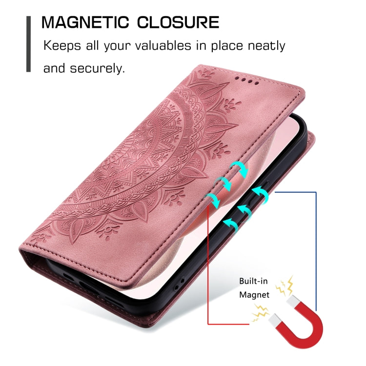For iPhone 16 Plus Totem Embossed Magnetic Leather Phone Case(Rose Gold) - iPhone 16 Plus Cases by PMC TechLife | Online Shopping South Africa | PMC TechLife | Buy Now Pay Later Mobicred