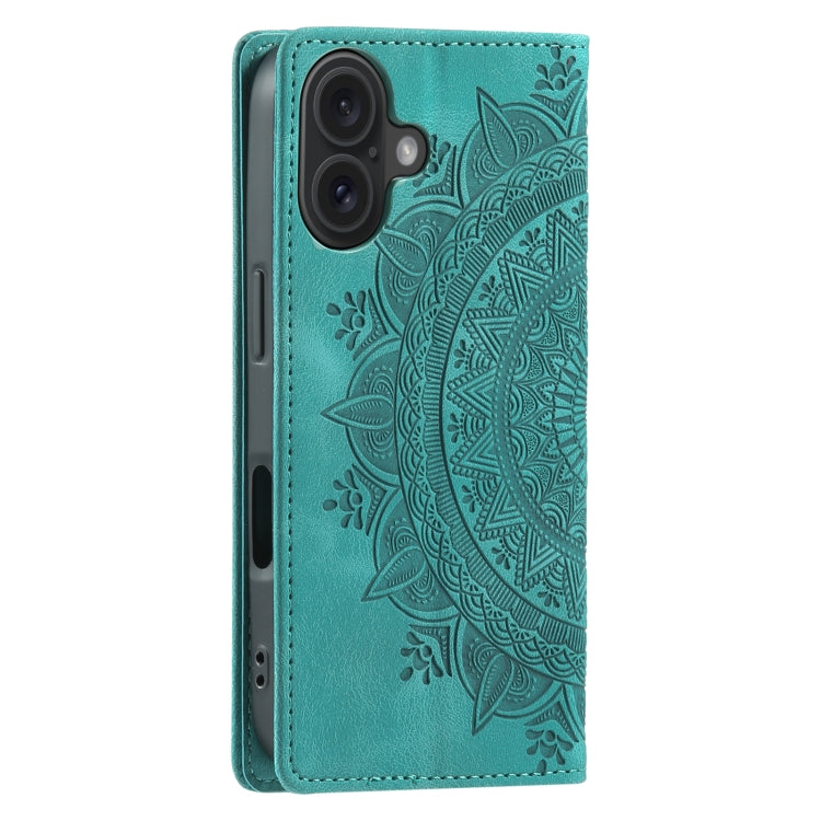 For iPhone 16 Plus Totem Embossed Magnetic Leather Phone Case(Green) - iPhone 16 Plus Cases by PMC TechLife | Online Shopping South Africa | PMC TechLife | Buy Now Pay Later Mobicred