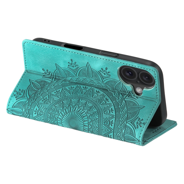 For iPhone 16 Plus Totem Embossed Magnetic Leather Phone Case(Green) - iPhone 16 Plus Cases by PMC TechLife | Online Shopping South Africa | PMC TechLife | Buy Now Pay Later Mobicred