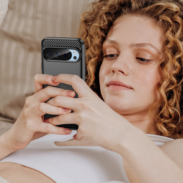 For Google Pixel 9 Pro 5G Carbon Fiber Brushed Texture TPU Phone Case(Black) - Google Cases by PMC TechLife | Online Shopping South Africa | PMC TechLife | Buy Now Pay Later Mobicred