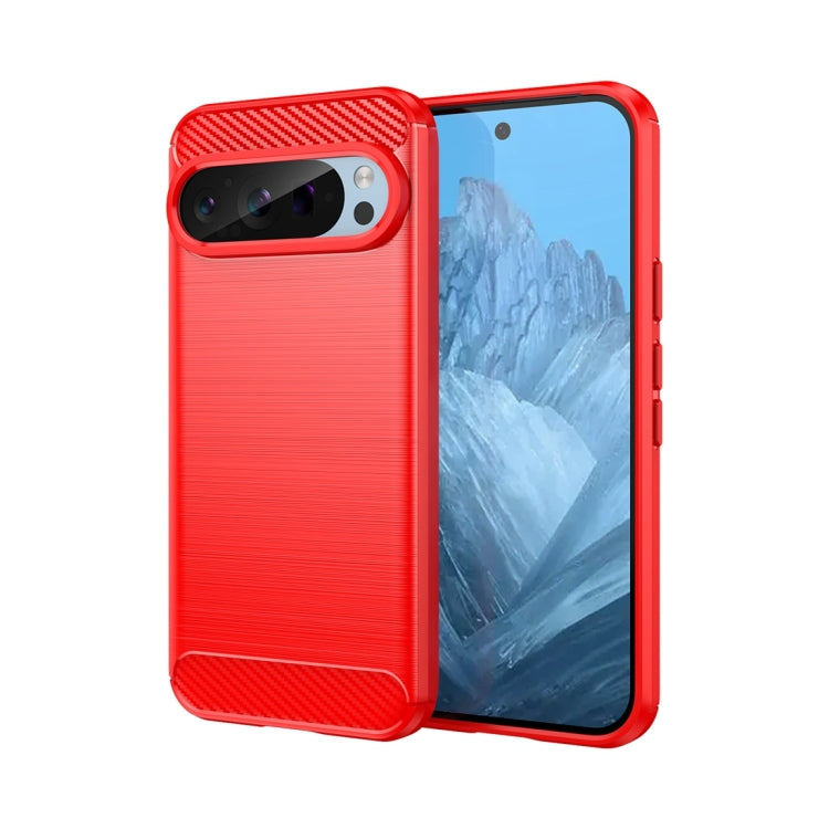 For Google Pixel 9 Pro 5G Carbon Fiber Brushed Texture TPU Phone Case(Red) - Google Cases by PMC TechLife | Online Shopping South Africa | PMC TechLife | Buy Now Pay Later Mobicred