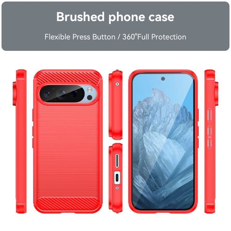 For Google Pixel 9 Pro 5G Carbon Fiber Brushed Texture TPU Phone Case(Red) - Google Cases by PMC TechLife | Online Shopping South Africa | PMC TechLife | Buy Now Pay Later Mobicred