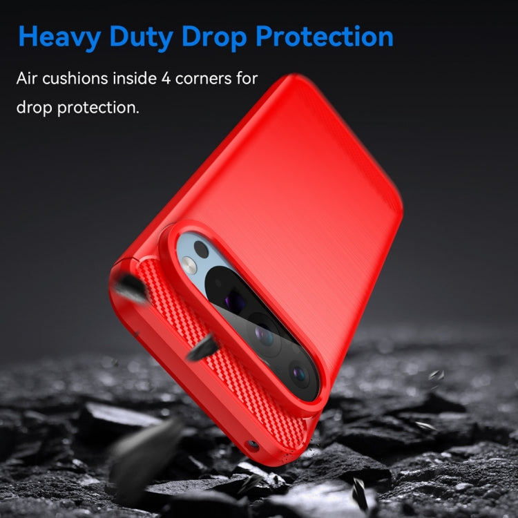 For Google Pixel 9 Pro 5G Carbon Fiber Brushed Texture TPU Phone Case(Red) - Google Cases by PMC TechLife | Online Shopping South Africa | PMC TechLife | Buy Now Pay Later Mobicred