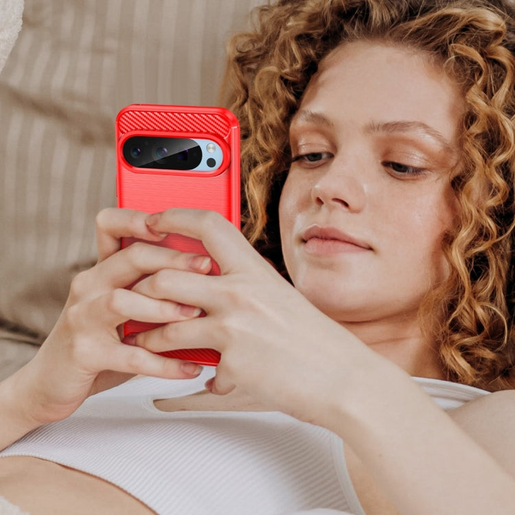 For Google Pixel 9 Pro 5G Carbon Fiber Brushed Texture TPU Phone Case(Red) - Google Cases by PMC TechLife | Online Shopping South Africa | PMC TechLife | Buy Now Pay Later Mobicred
