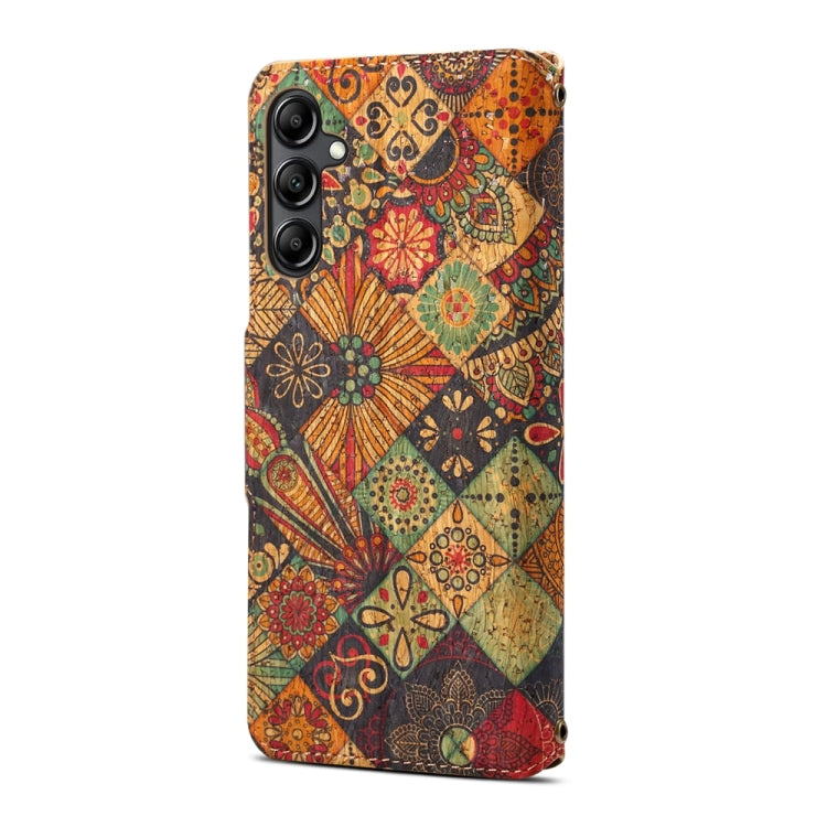 For Samsung Galaxy A24 5G Denior Flower Language Series Cork Fabric Oil Edge Leather Phone Case(Autumn) - Galaxy Phone Cases by Denior | Online Shopping South Africa | PMC TechLife | Buy Now Pay Later Mobicred