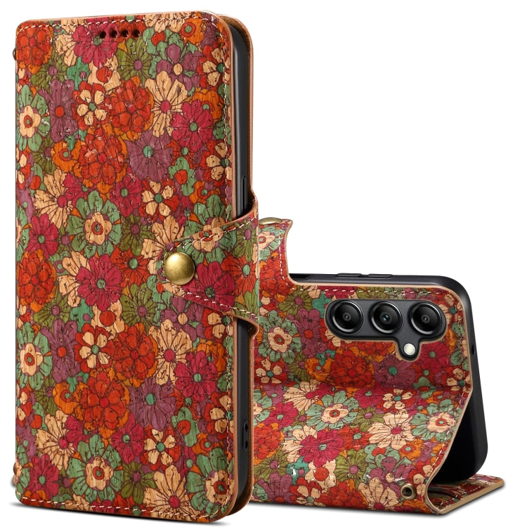 For Samsung Galaxy S24 5G Denior Flower Language Series Cork Fabric Oil Edge Leather Phone Case(Summer) - free shipping - PMC Jewellery - Order now!