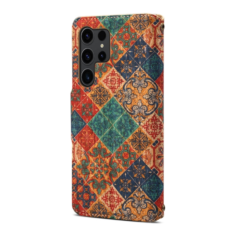 For Samsung Galaxy S24 Ultra 5G Denior Flower Language Series Cork Fabric Oil Edge Leather Phone Case(Winter) - free shipping - PMC Jewellery - Order now!