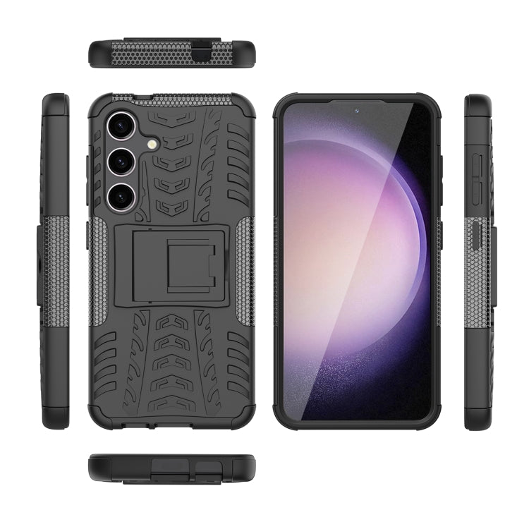 For Samsung Galaxy S24 5G Tire Texture TPU + PC Phone Case with Holder(Black) - Galaxy S24 5G Cases by PMC TechLife | Online Shopping South Africa | PMC TechLife
