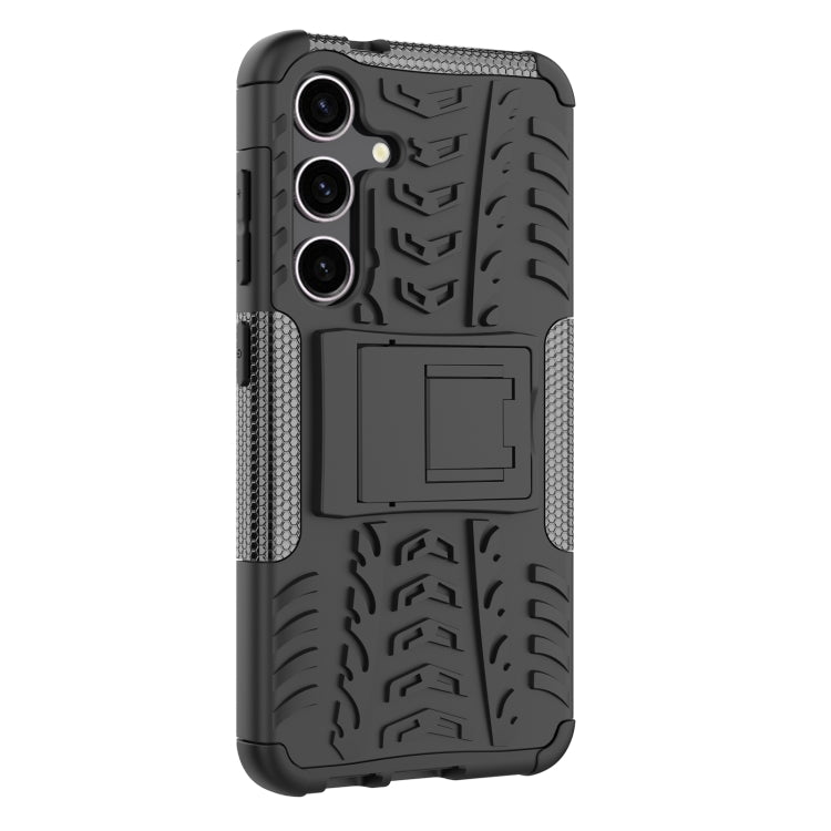 For Samsung Galaxy S24 5G Tire Texture TPU + PC Phone Case with Holder(Black) - Galaxy S24 5G Cases by PMC TechLife | Online Shopping South Africa | PMC TechLife