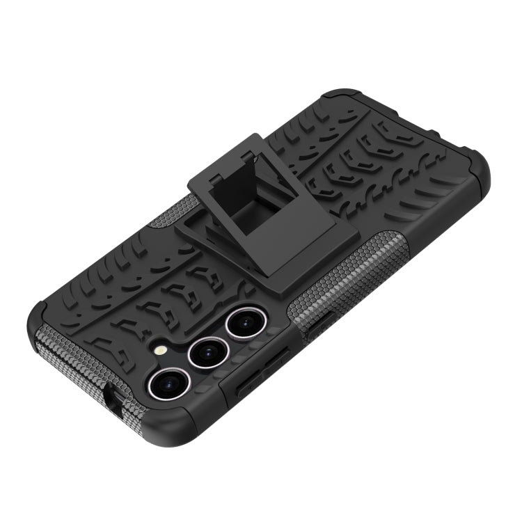 For Samsung Galaxy S24 5G Tire Texture TPU + PC Phone Case with Holder(Black) - Galaxy S24 5G Cases by PMC TechLife | Online Shopping South Africa | PMC TechLife