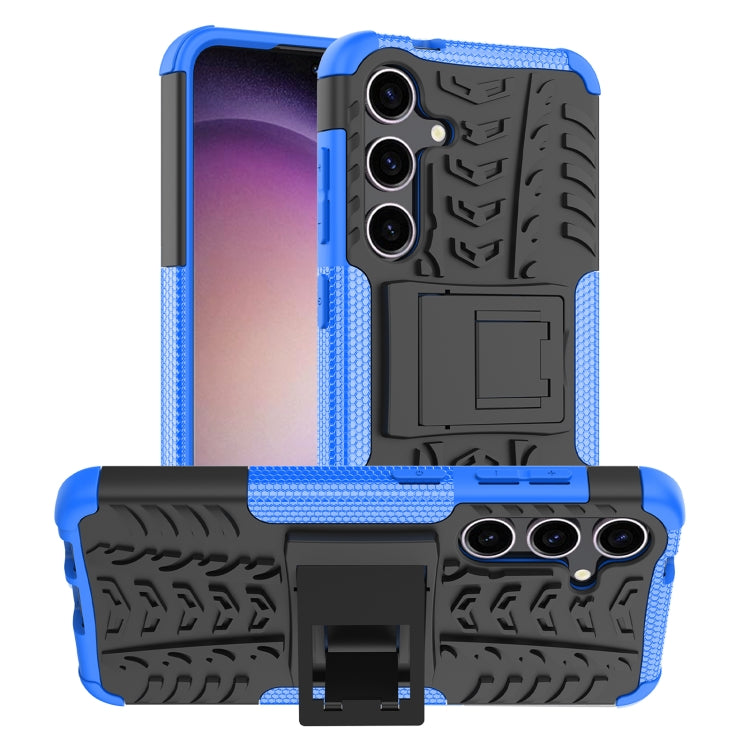 For Samsung Galaxy S24 5G Tire Texture TPU + PC Phone Case with Holder(Blue) - Galaxy S24 5G Cases by PMC TechLife | Online Shopping South Africa | PMC TechLife