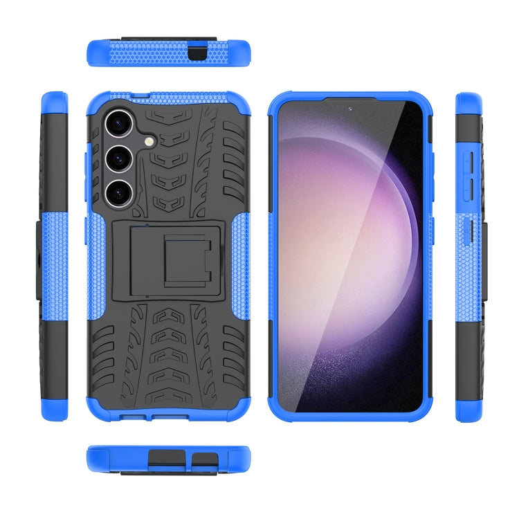 For Samsung Galaxy S24 5G Tire Texture TPU + PC Phone Case with Holder(Blue) - Galaxy S24 5G Cases by PMC TechLife | Online Shopping South Africa | PMC TechLife