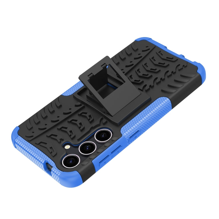 For Samsung Galaxy S24 5G Tire Texture TPU + PC Phone Case with Holder(Blue) - Galaxy S24 5G Cases by PMC TechLife | Online Shopping South Africa | PMC TechLife