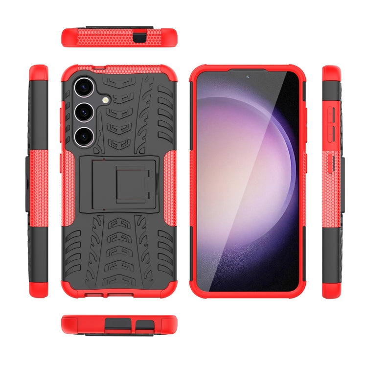 For Samsung Galaxy S24 5G Tire Texture TPU + PC Phone Case with Holder(Red) - Galaxy S24 5G Cases by PMC TechLife | Online Shopping South Africa | PMC TechLife